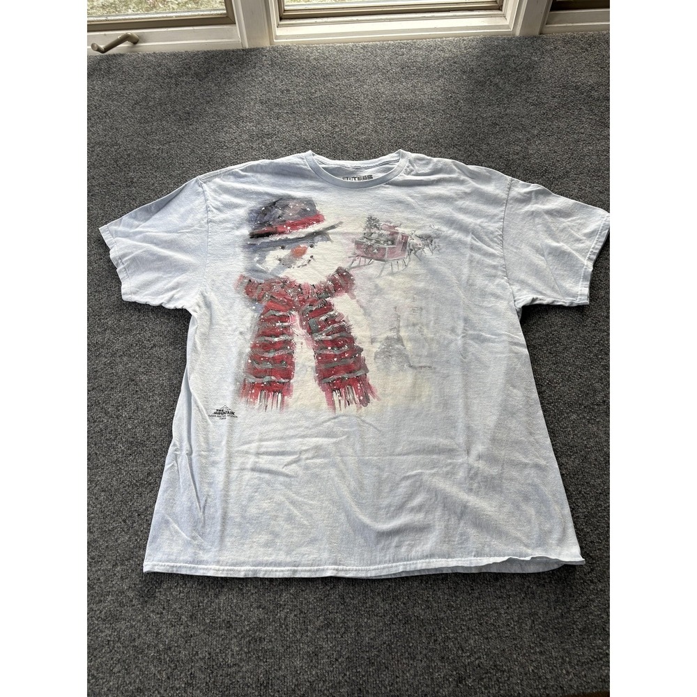 The Mountain 3D Tees Shirt Mens 2XL Light Gray Snowman Christmas Graphic 2015